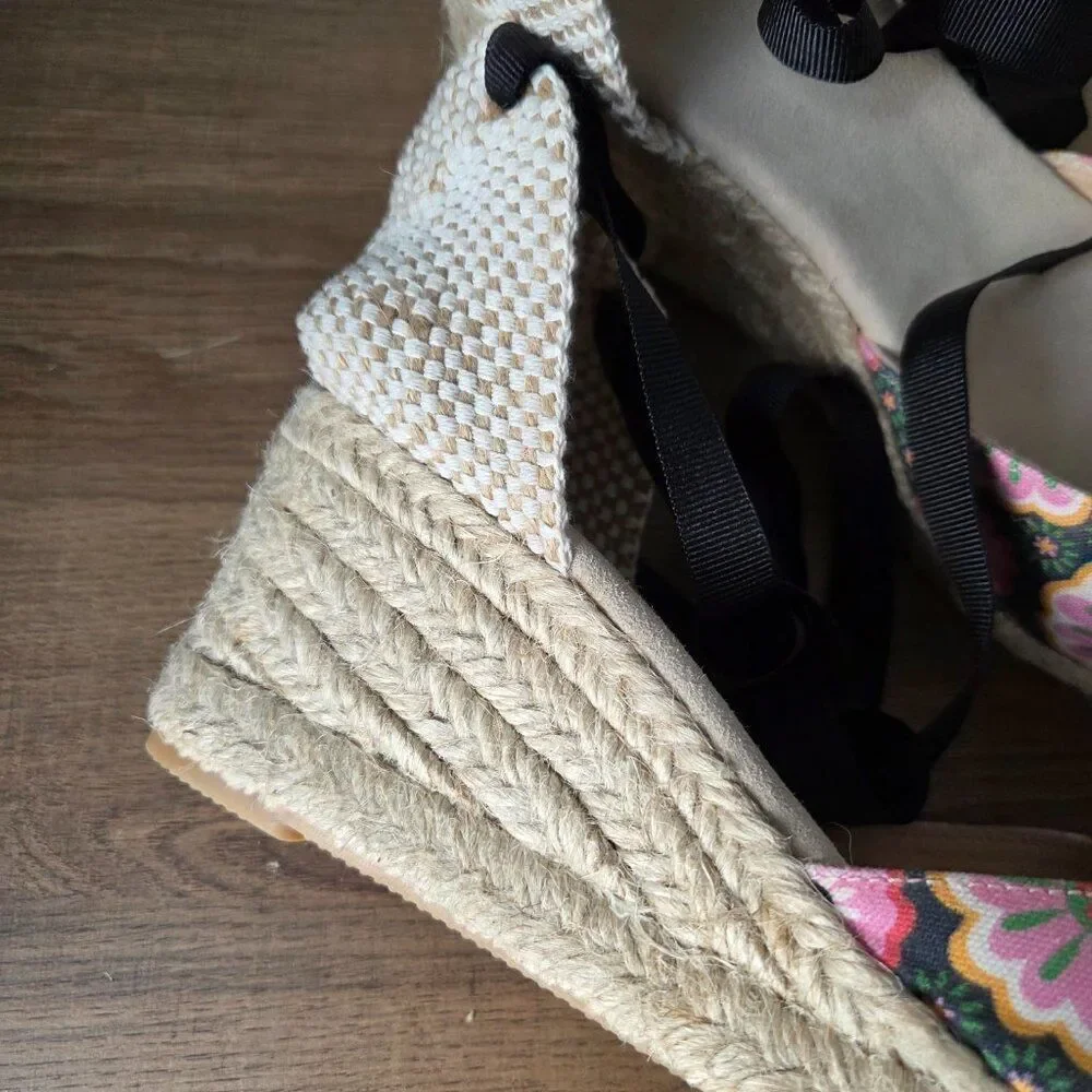 LIKE NEW NEVER WORN BODEN FLORAL STRAPPY ESPADRILLE WEDGE SANDALS 7.5 US 38 EU
